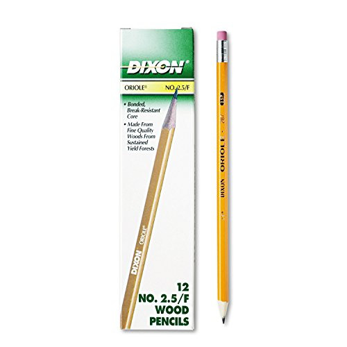 Dixon 12875 Oriole Woodcase Pencil_ F  2.5_ Yellow_ Dozen