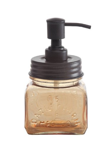 Creative Co-op Amber Glass and Metal Soap Pump