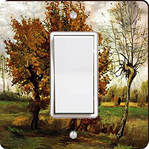 Rikki Knight Van Gogh Art Autumn Landscape Four Trees Single Rocker Light Switch Plate