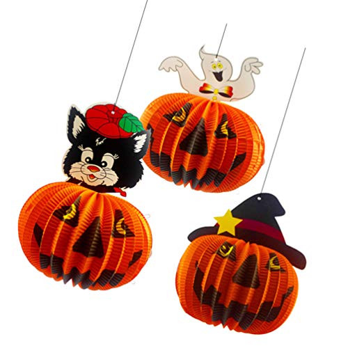 OSALADI 3pcs Halloween Paper Lantern Jack O Lantern Paper Lantern Light up Pumpkin with Black Cat Witch Hat Ghost Patterns Hanging Paper Lantern Halloween Party Decoration _Orange_ OSALADI 3pcs Halloween Paper Lantern Jack O Lantern Paper Lantern Light up Pumpkin with Black Cat Witch Hat Ghost Patterns Hanging Paper Lantern Halloween Party Decoration _Orange_