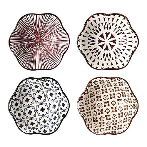VanEnjoy Modern Style Soy Sauce Cups_ Japanese Dipping Bowl Soy Sauce Seasoning Dishes Soy Dipping Sauce Dishes Set of 4