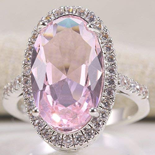 Phetmanee Shop 925 Silver Natural Oval Cut Huge Pink Sapphire Gem Wedding Engagement Ring 6_10 _10_
