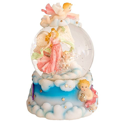 Angels 100MM Resin Stone 3D Musical Water Globe Plays Tune Wind Beneath My Wings