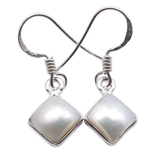 SilverStarJewel 925 Sterling Silver White 7 x 7 mm Pearl Dangle Earrings 1.1 inch  1.7 Grams SilverStarJewel 925 Sterling Silver White 7 x 7 mm Pearl Dangle Earrings 1.1 inch  1.7 Grams