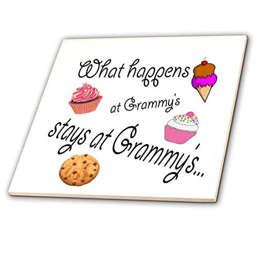 3dRose ct_113686_2 What Happens at Grammy's Stays at Grammy's Ceramic Tile, 6-Inch