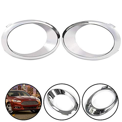 Compatible For Ford Fusion Mondeo 2013 2014 2015 2016 Left and Right Side Chrome Fog Light Lamp Cover Bezel Trim Ring Replacement FO1038131