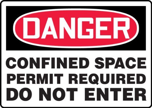 Accuform MCSP122VA Aluminum Safety Sign_ Legend  inch DANGER CONFINED SPACE PERMIT REQUIRED DO NOT ENTER inch _ 7 inch  Length x 10 inch  Width_ Red Black on White