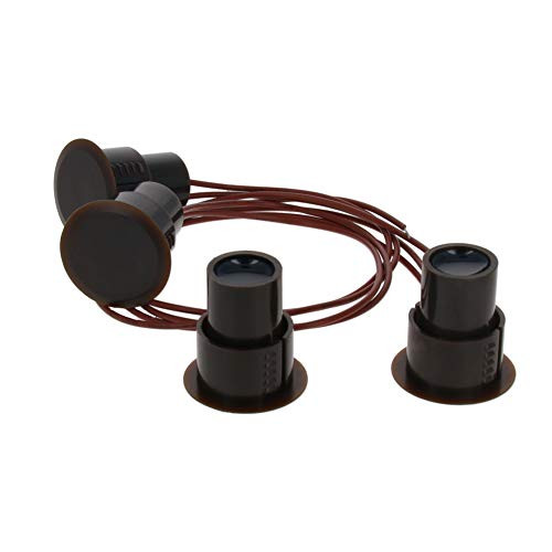 Fielect 2Pcs N.O. Recessed Wired Security Window Door Contact Sensor Alarm Magnetic Reed Switch Brown RC_36