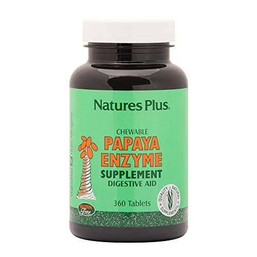 NaturesPlus Papaya Enzyme _ 6 mg Papain _ All Natural Digestive Aid Supplement_ Contains Amylase  and  Protease _ 360 Chewable Tablets _360 Servings_ NaturesPlus Papaya Enzyme _ 6 mg Papain _ All Natural Digestive Aid Supplement_ Contains Amylase  and  Protease _ 360 Chewable Tablets _360 Servings_