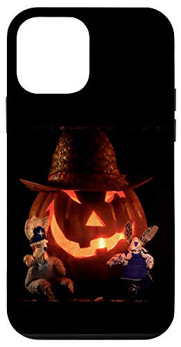 iPhone 12 mini Evil Pumpkin  and  White Rabbits Funny Halloween Jack_O_Lantern Case
