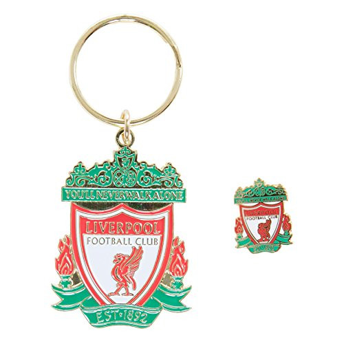 Liverpool FC LFC Colour Crest Badge  and  Keyring Set Official