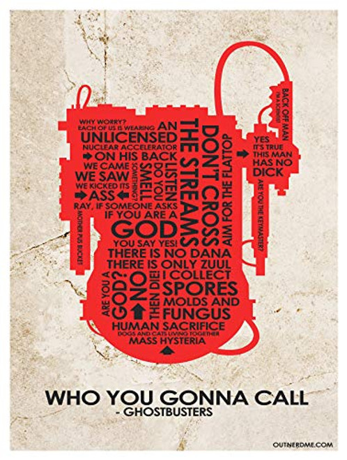 Who You Gonna Call Giclee Art Print Poster from Typography Drawing by Pop Artist Stephen P. 9 inch  x 12 inch
