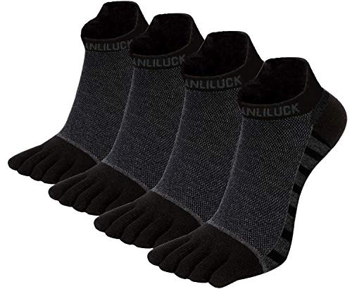 ANLILUCK Men's Toe socks Cotton Crew Five Finger Socks No Show Athletic Socks for Running 4 Pairs _Size 7_11_