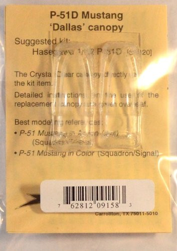 Squadron Products P_51D Dallas Vacuform Canopy