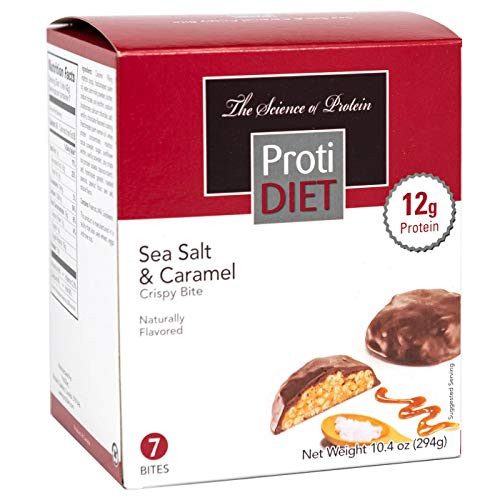 ProtiDiet Protein Crispy Bites _ Sea Salt  and  Caramel _7 Box_ _ High Protein 15g _ Low Calorie _ Low Sugar