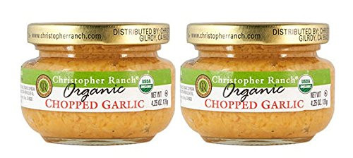 Christopher Ranch ORGANIC CHOPPED GARLIC in Oil  Famous Award Winning Heriloom Garlic _ 4.25 Oz _Pack of 2_