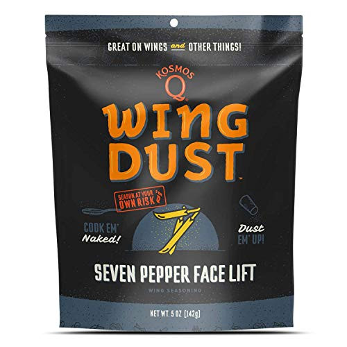 Kosmos Q Seven Pepper Wing Dust HOT! _ Chicken Wing Seasoning _ Dry BBQ Rub Spice _ 5 oz. Bag Kosmos Q Seven Pepper Wing Dust HOT! _ Chicken Wing Seasoning _ Dry BBQ Rub Spice _ 5 oz. Bag