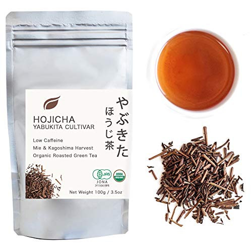 Organic Japanese Hojicha _ Yabukita Cultivar 100g _3.5oz_ bag _ Radiation Free _ Low Caffeine _ Loose Leaf Green Tea