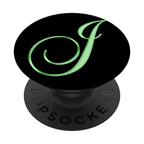 J Green Black Initial Monogram Capital Letter Name Art PopSockets Grip and Stand for Phones and Tablets