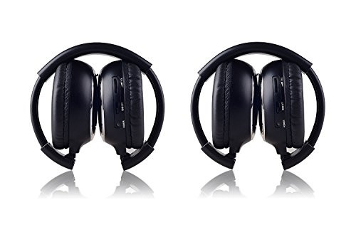 Crusar 2-Pack IR Wireless Two-Channel Foldable Headphones for Car
