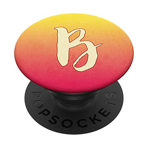 Orange Yellow Gradient Ombre Monogram Initial Letter B PopSockets Grip and Stand for Phones and Tablets