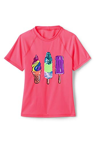 Lands' End G Sequin Graphic Mock Neck Rash Guard Sequin Popsicle Big Slim Small