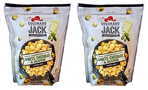 Gourmet Flavored Popcorn _ Colorado Jack Popped Corn in 5 Legendary Flavors _Legendary White Cheddar and Jalapeno _Pack of 2__
