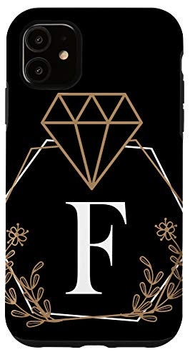 iPhone 11 Monogram Initial Letter F Floral Noble Pattern Case