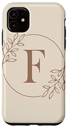 iPhone 11 Noble Monogram Initial Letter F Floral Pattern Case