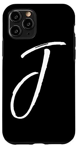 iPhone 11 Pro Letter J Phone Case Black Calligraphy Monogram Initial J Case