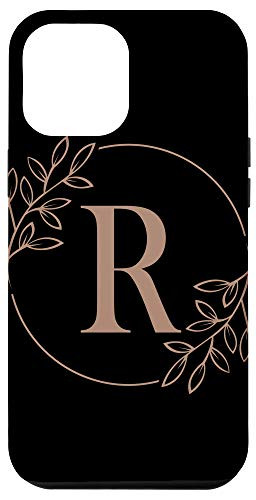 iPhone 12 Pro Max Monogram Initial Letter R Floral Pattern Case