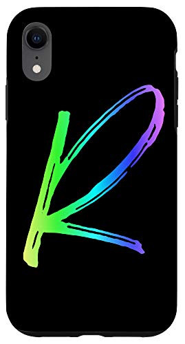 iPhone XR Rainbow Letter R Phone Case Colorful Gradient Cute Initial R Case