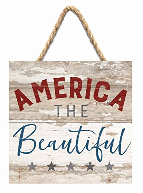 P. Graham Dunn America The Beautiful Rustic Whitewash 7 x 7 Inch Wood Pallet Wall Hanging Sign P. Graham Dunn America The Beautiful Rustic Whitewash 7 x 7 Inch Wood Pallet Wall Hanging Sign