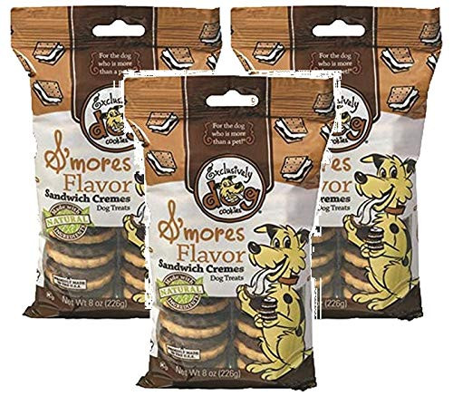 Exclusively Pet 3 Pack of Sandwich Cremes S'Mores Flavor Dog Treat Cookies