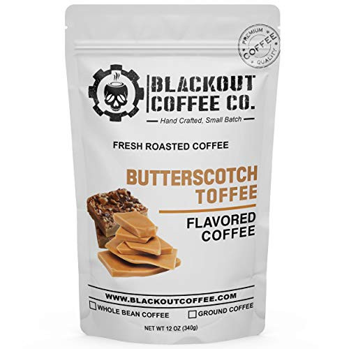 Blackout Coffee Butterscotch Toffee Flavored Coffee _ Ground Coffee _ Fresh Roasted Coffee Beans_ 12 oz Blackout Coffee Butterscotch Toffee Flavored Coffee _ Ground Coffee _ Fresh Roasted Coffee Beans_ 12 oz