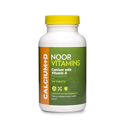 NoorVitamins Calcium plus Vitamin D3  Bone  and  Immune Support With 600 mg Calcium Carbonate  and  400 IU D3 per tablet to aid in absorption of Calcium into bones_ Non_GMO  and  Halal _120 Tablets_