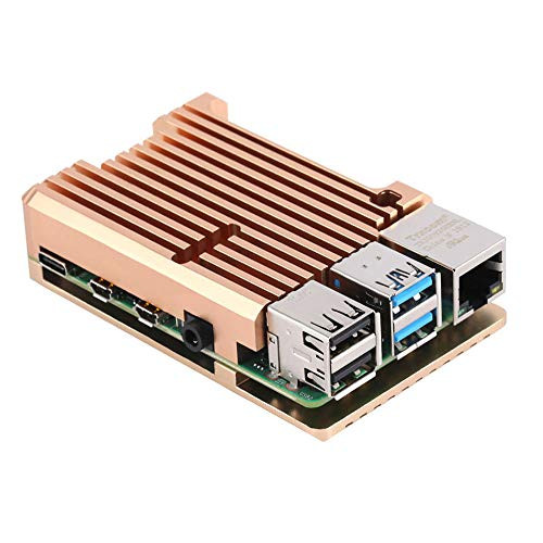 ZkeeShop Aluminum Case Alloy Armor with Cooling Heatsink Dual Fan Compatible for Raspberry Pi 4 Model B _Not Include Raspberry Pi Board_ _Gold Without Fan_