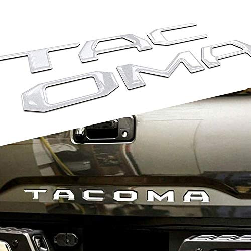 Tacoma Tailgate Letters Auto safety Tailgate Insert Letters for Toyota Tacoma 2016 2017 2018 2019 2020 3D Raised  Rear Emblem Decals with seccotine _Silver_