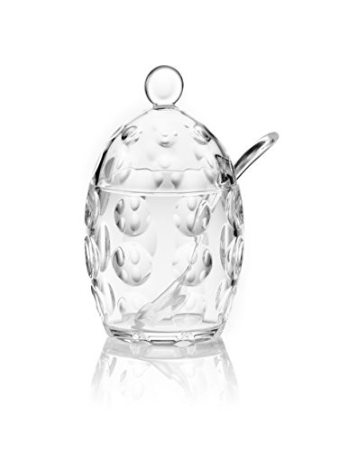 Guzzini Venice Collection Sugar Bowl with Teaspoon, 7-3/4-Fluid Ounces, Transparent