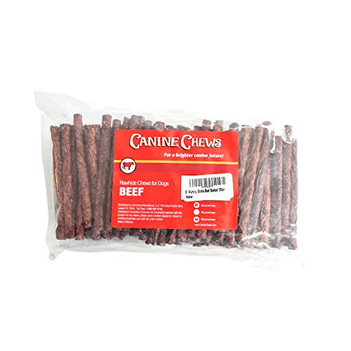 Canine Chews 5 inch  Munchy Rawhide Sticks for Small Dogs Munchy Dog Treat Sticks 100 Pack _Beef_