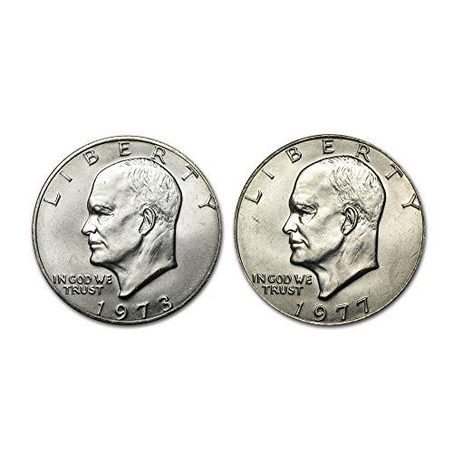 1973 P 1977 P Eisenhower IKE Clad Dollar Brilliant Uncirculated 2 Coin Set