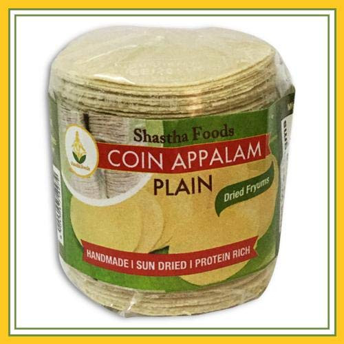 Shastha Coin Appalam Plain _Pack of 4_ Each Pkt 100 gm _B_P_