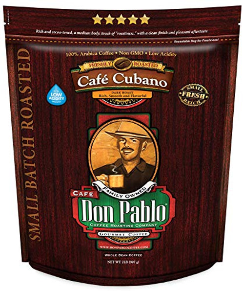 2LB Don Pablo Cafe Cubano _ Dark Roast _ Whole Bean Coffee _ Low Acidity _ 2 Pound _2 lb_ Bag
