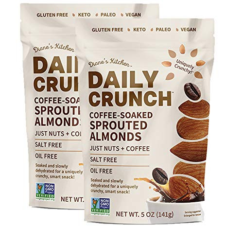 COFFEE_SOAKED SPROUTED ALMONDS _ DAILY CRUNCH SNACKS _5 Ounce _Pack of 2_