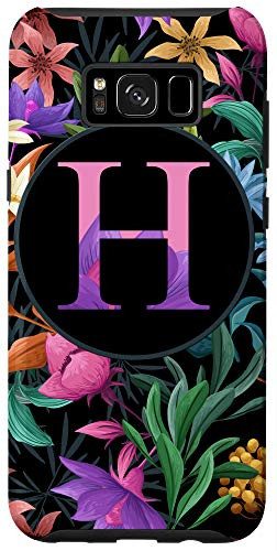 Galaxy S8 Plus  Colorful Flowers Personalized Girly Capital H Initial Letter Case