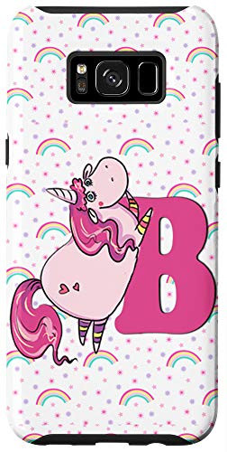 Galaxy S8 Plus  Unicorn Letter B Rainbow Monogram  inch B inch  Initial Girls Gift Case