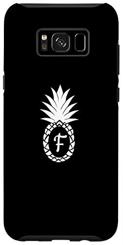 Galaxy S8 Plus  White Pineapple On Black Monogram Initial Letter F Case