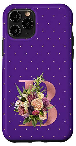 iPhone 11 Pro Purple floral Initial Letter B monogram blush lilac flowers Case