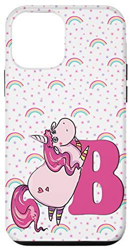 iPhone 12 mini Unicorn Letter B Rainbow Monogram  inch B inch  Initial Girls Gift Case