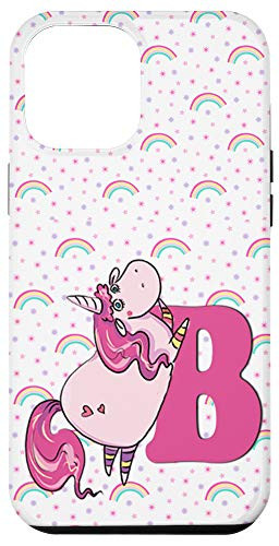 iPhone 12 Pro Max Unicorn Letter B Rainbow Monogram  inch B inch  Initial Girls Gift Case